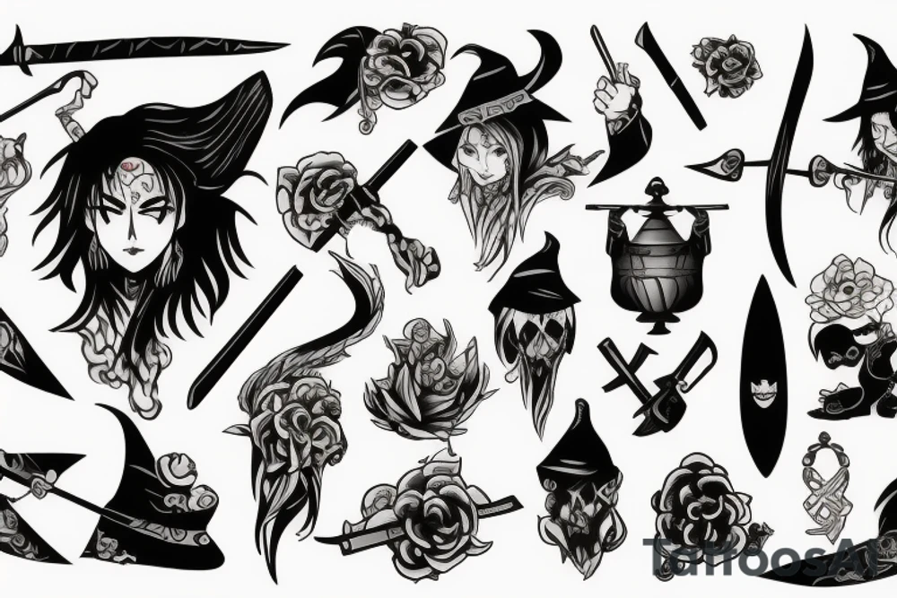 Witch with a sword tattoo idea