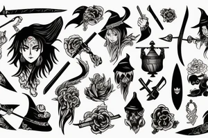 Witch with a sword tattoo idea