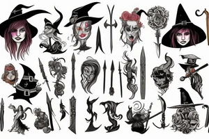 Witch with a sword tattoo idea