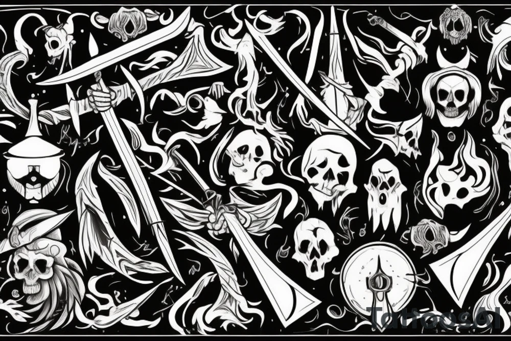 Witch with a sword tattoo idea