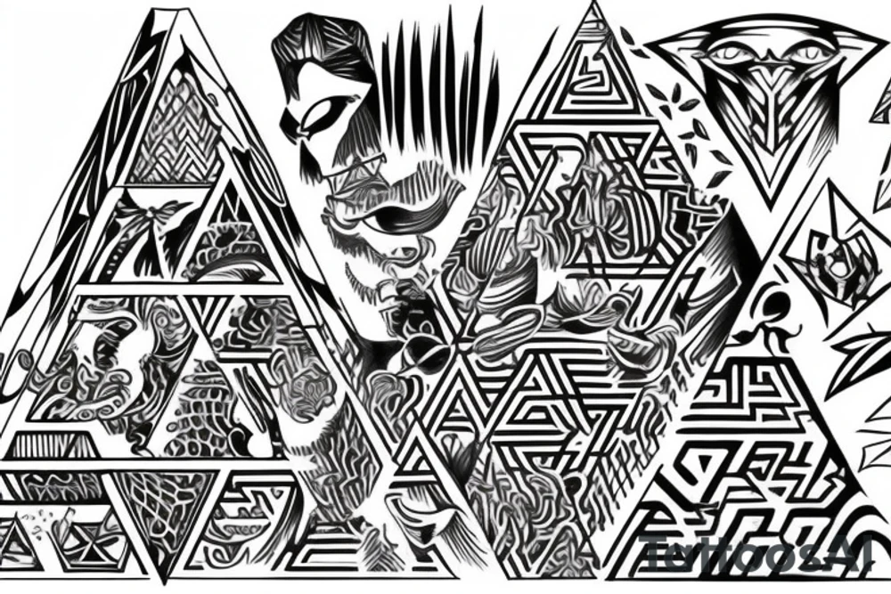 broaken maze pyramid tattoo idea