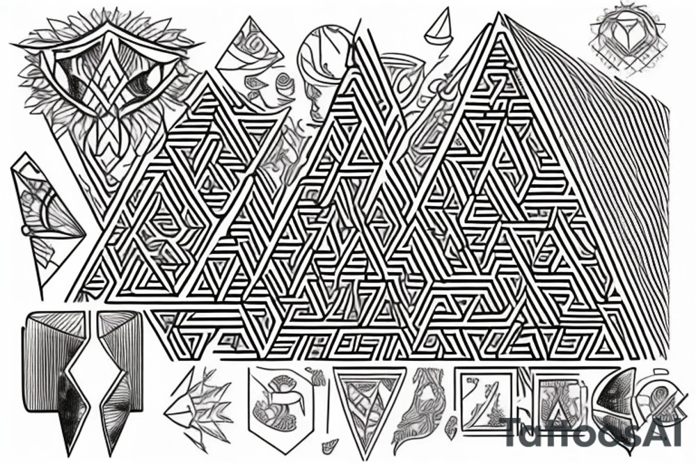 broaken maze pyramid tattoo idea