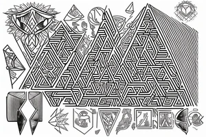 broaken maze pyramid tattoo idea