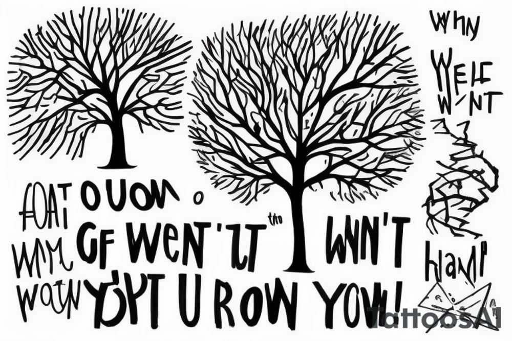 On top of it tenderness grows, freedom grows, light grows
 Its branches were a maze that only I could solve
 And the rebellious wind blows in it
 I don't climb trees anymore, but the tops of my heart are countless
 ?And today, who will call me down? tattoo idea