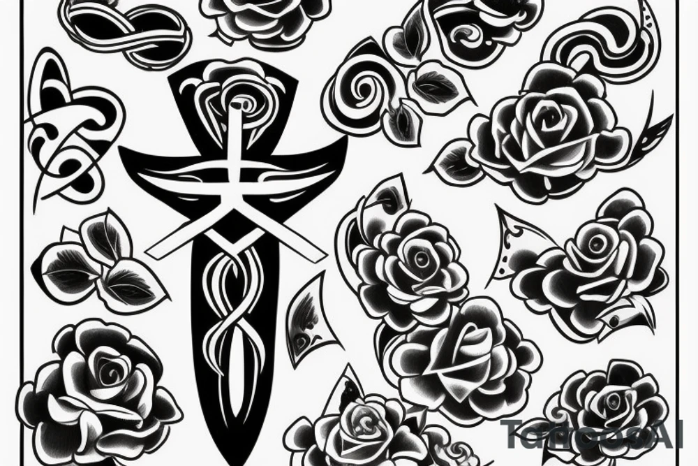 Black cross on back tattoo idea