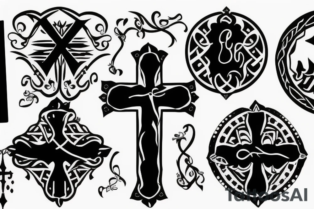 Black simple cross in the middle of back tattoo idea