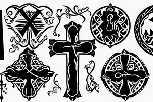 Black simple cross in the middle of back tattoo idea
