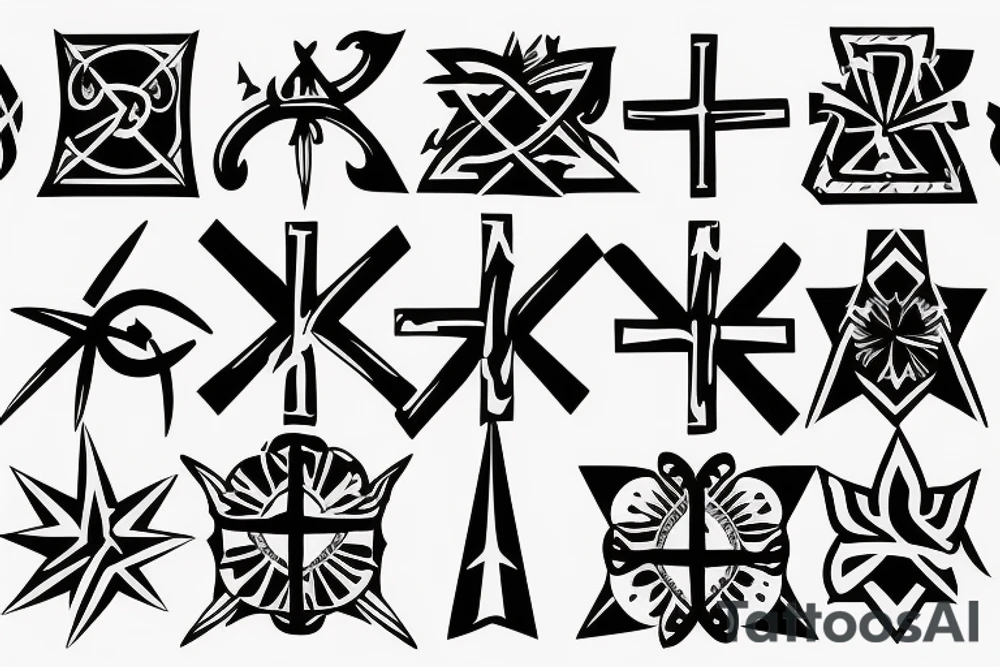 Black simple cross in the middle of back tattoo idea
