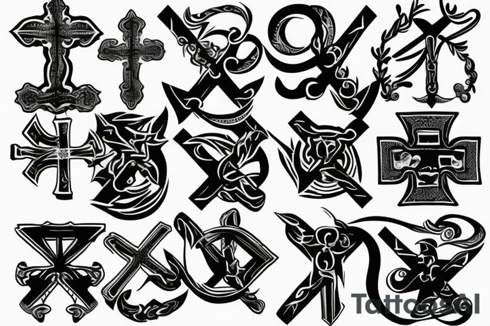 Black cross in the middle of back tattoo idea