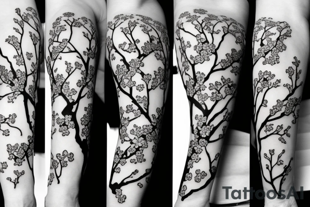 Japanese cherry blossoms on arm tattoo idea