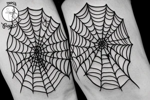 Spiderwebs on calf tattoo idea
