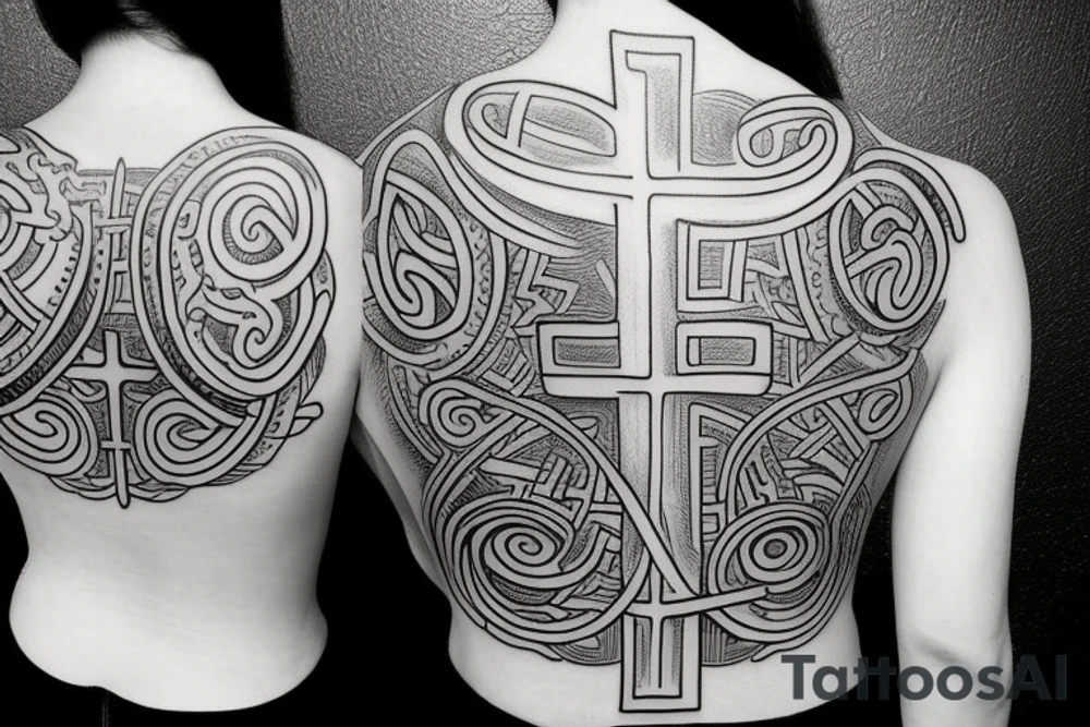 Cross on back tattoo idea
