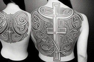 Cross on back tattoo idea