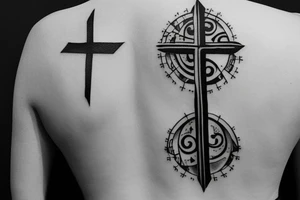 Black Cross on back tattoo idea