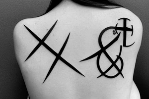 Black christian Cross on back tattoo idea