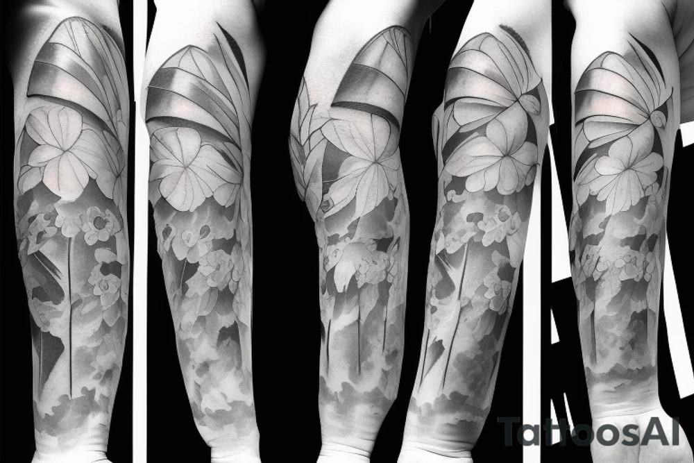 Flowers with devil and angle touching fingers
arm sleeve tattoo idea Flowers with devil and angle touching fingers
arm sleeve tattoo idea