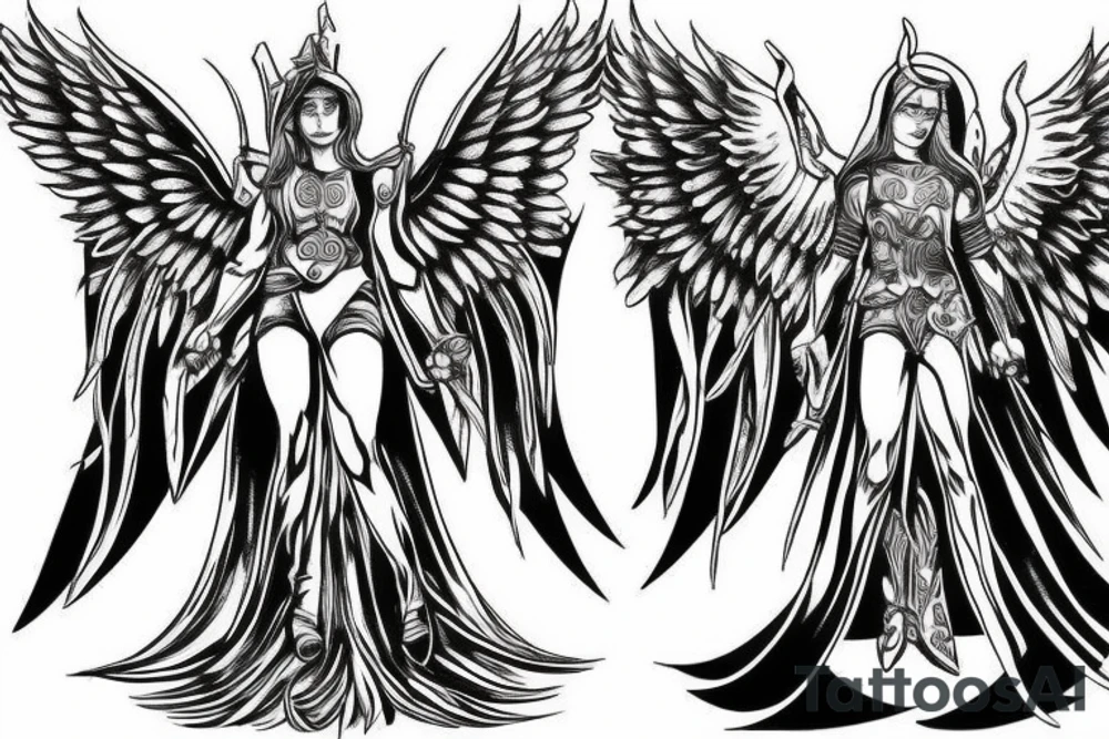angel of justice in armor tattoo idea