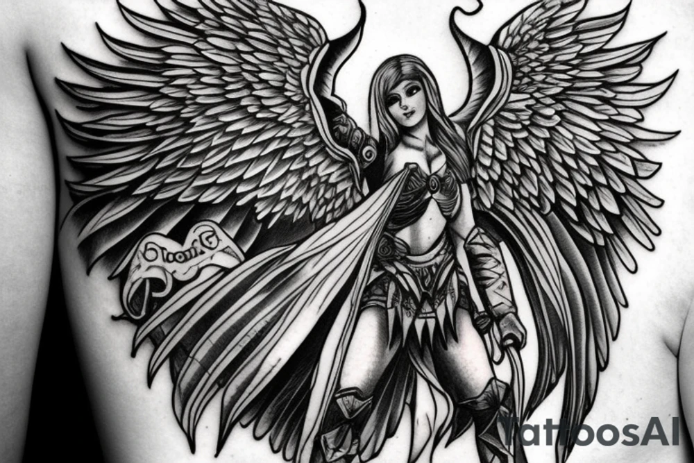 angel of justice in armor tattoo idea