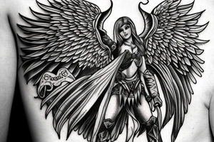 angel of justice in armor tattoo idea