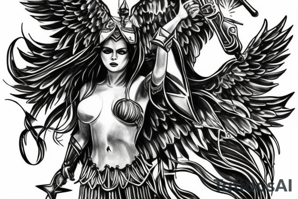 angel of justice in armor tattoo idea