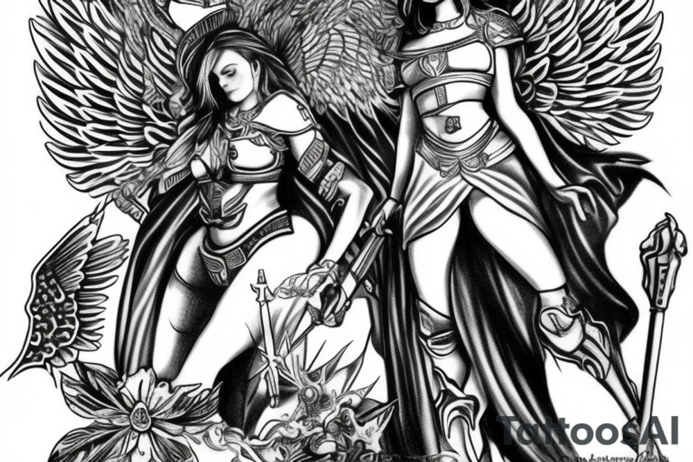 angel of justice in armor tattoo idea