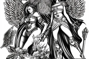 angel of justice in armor tattoo idea