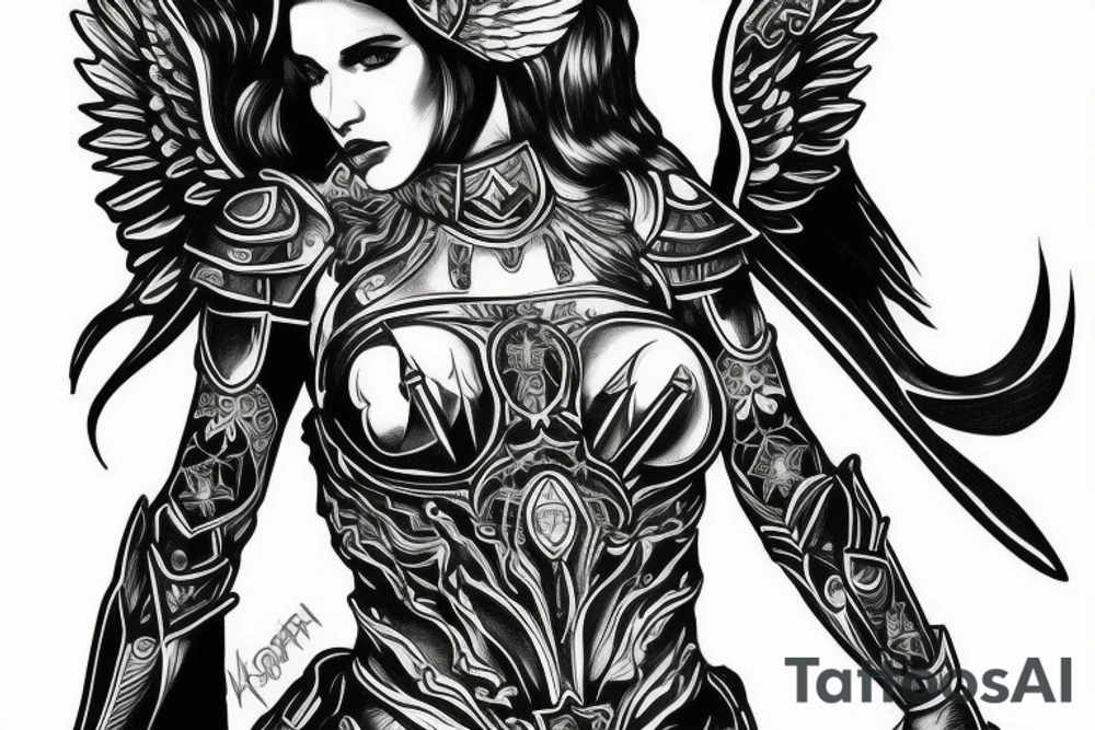 angel of justice in armor tattoo idea