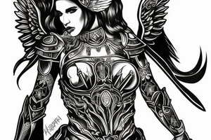 angel of justice in armor tattoo idea