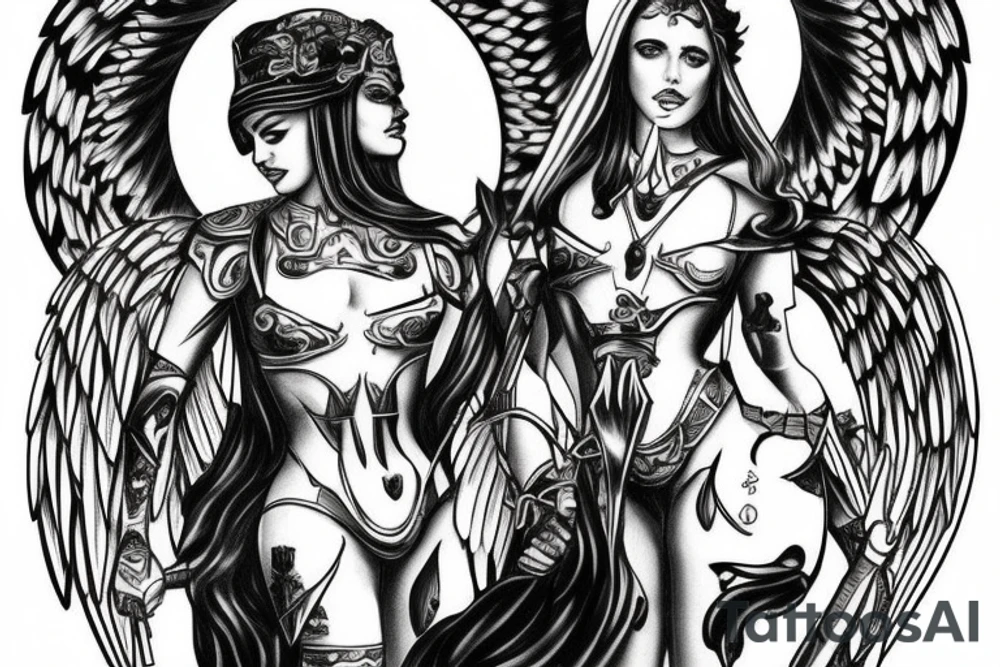 angel of justice in armor tattoo idea