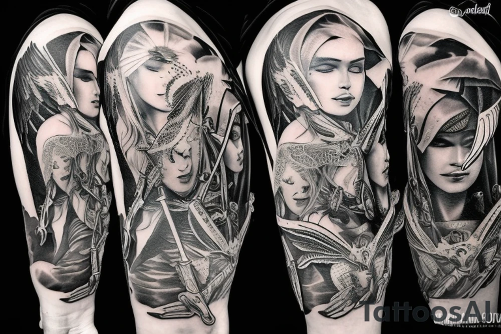 angel of justice in armor tattoo idea