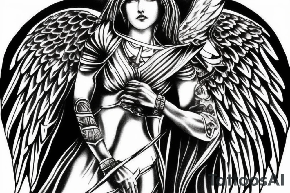 angel of justice in armor tattoo idea