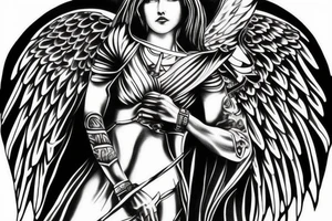 angel of justice in armor tattoo idea