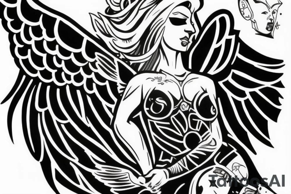 Angel guarding heaven tattoo idea