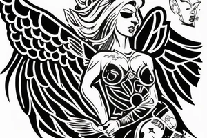 Angel guarding heaven tattoo idea