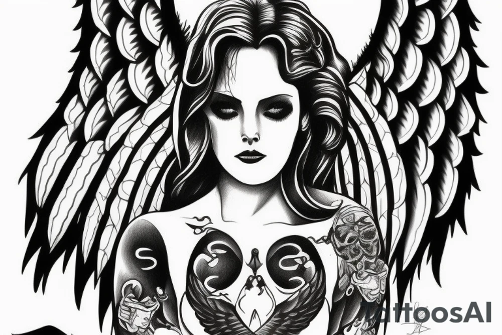 Angel guarding heaven tattoo idea