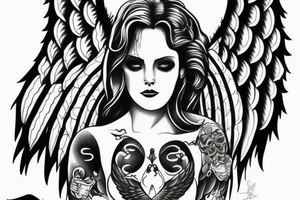 Angel guarding heaven tattoo idea