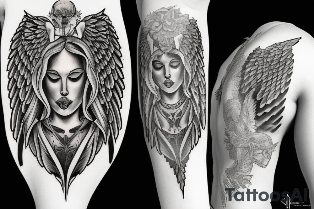 Angel guarding heaven tattoo idea
