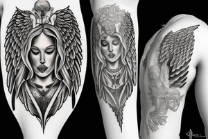 Angel guarding heaven tattoo idea