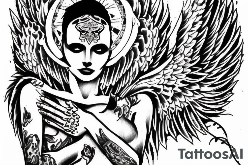 Angel guarding heaven tattoo idea