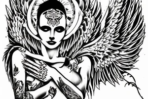Angel guarding heaven tattoo idea