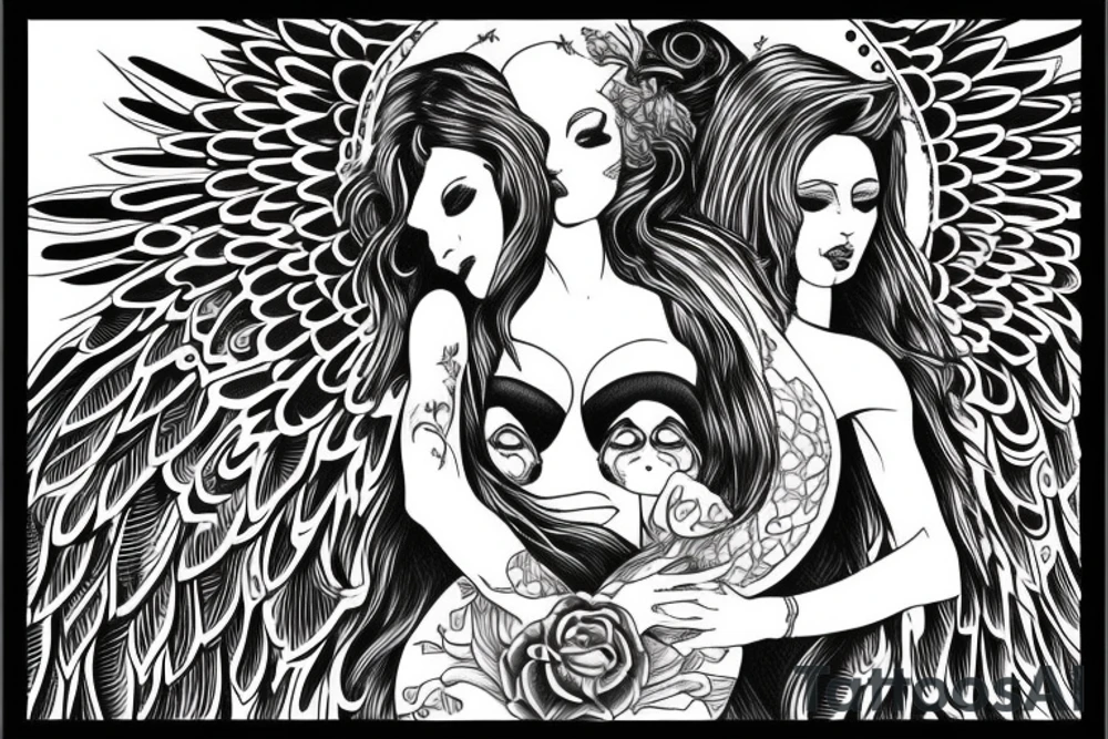 Angel guarding heaven tattoo idea