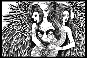 Angel guarding heaven tattoo idea