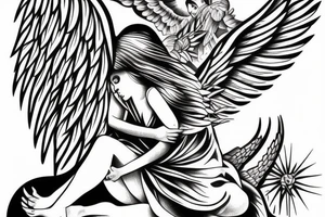 Angel guarding heaven tattoo idea