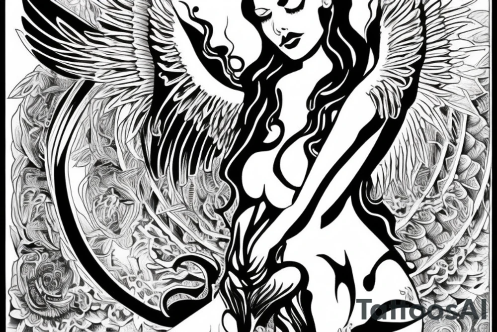 Angel guarding heaven tattoo idea