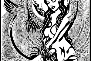 Angel guarding heaven tattoo idea