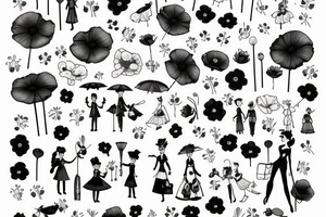mary poppins with a poppy flower tattoo idea