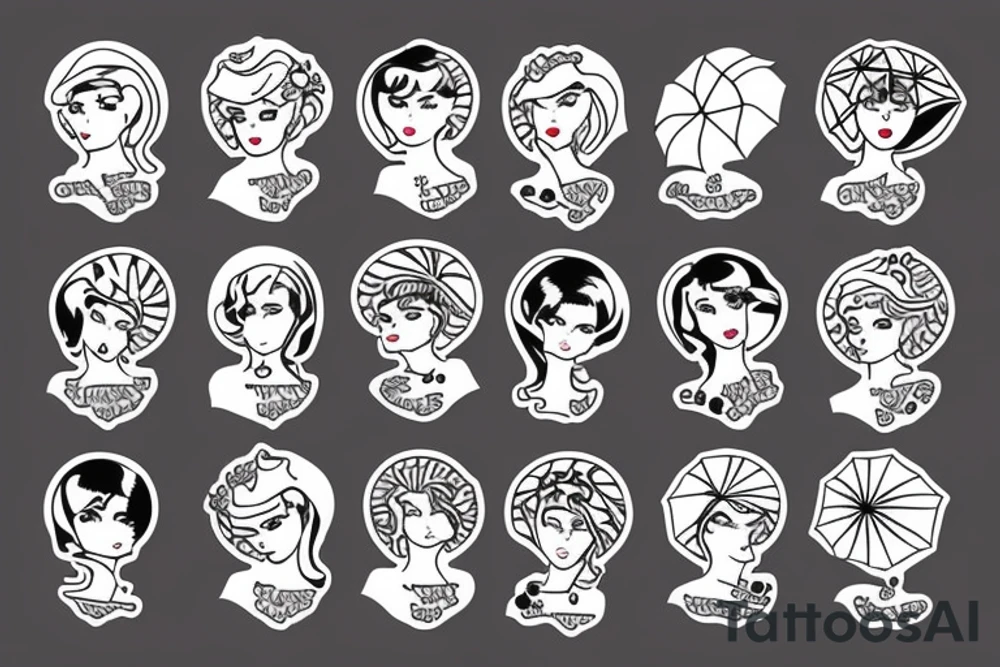 old fashioned British nanny holding umbrella tattoo idea