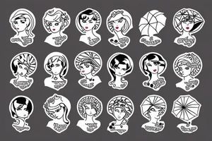 old fashioned British nanny holding umbrella tattoo idea