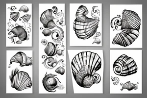 seashell with artistic background tattoo idea