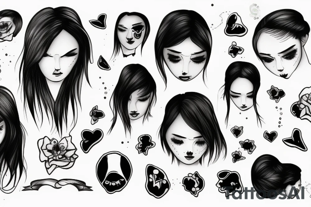 girl sad with ghost tattoo idea